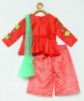 Peach Peplum Top Bottom Set