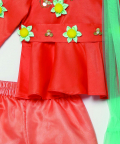Peach Peplum Top Bottom Set