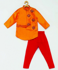 Asymmetric Silk Lotus Kurta Pyjama