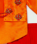 Asymmetric Silk Lotus Kurta Pyjama