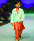 Peach Kurta Trouser With Mint Embroided Blazer