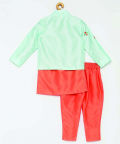 Peach Kurta Trouser With Mint Embroided Blazer