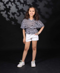 Black And White Georgette Pleated Georgettet Kaftan Top