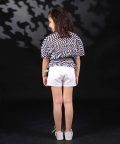 Black And White Georgette Pleated Georgettet Kaftan Top