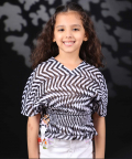 Black And White Georgette Pleated Georgettet Kaftan Top
