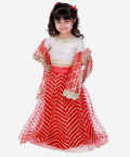 Red Gota Detailed Lehenga Set With Chanderi Top