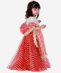 Red Gota Detailed Lehenga Set With Chanderi Top