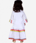 White Sharara Set With Multicolour Stripes