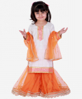 White And Orange Chanderi Sharara Set