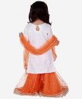 White And Orange Chanderi Sharara Set