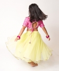 Lemon Tulle Lehenga with Pink Choli