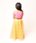 Mustard Orange Lehenga with Pink Top