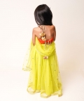 Orange Top with Neon Green Lehenga Set 