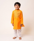 Orange Gota Kurta with White Pyjama 