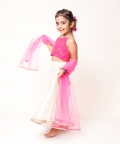 Pink Top with White Gota Lehenga  