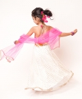Pink Top with White Gota Lehenga  