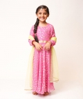Pink Jaquared Print Georgette Anarkali