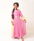 Pink Jaquared Print Georgette Anarkali