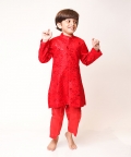 Red Embroidered Sherwani Set