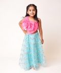 Organza Lehenga Set with Pink Rose Top