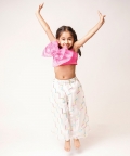 White Palazzo Set with Pink Rose Top 
