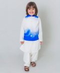 Tiber Taber Boys Bundi Kurta Set Marble - Blue