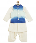Tiber Taber Boys Bundi Kurta Set Marble - Blue