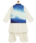Tiber Taber Boys Bundi Kurta Set Marble - Blue