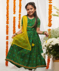 Tiber Taber Girls Lehenga Set Printed Bandhani - Green