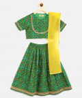 Tiber Taber Girls Lehenga Set Printed Bandhani - Green