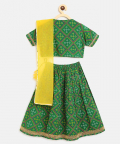 Tiber Taber Girls Lehenga Set Printed Bandhani - Green