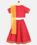Tiber Taber Girls Lehenga Set Printed Bandhani - Pink