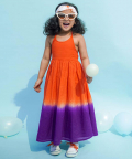 Tiber Taber Girls Maxi Dress Tie Dye Ombre-Orange