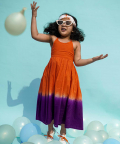 Tiber Taber Girls Maxi Dress Tie Dye Ombre-Orange