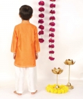Orange Shell Kurta Set For Boys