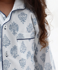 Personalised Madison Blockprint Pajama Set (Indigo)