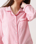 Personalised Classic Pink Stripes Pajama Set For Women 