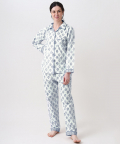 Personalised Madison Blockprint Pajama Set (Indigo) For Women