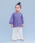 SnuggleMe Unisex Mauve Chanderi Zari  Dotted Front Open Kurta