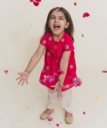 Pink Embroidered Muslin Kurta With Dhoti Pants -2 Pc 