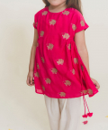 Pink Embroidered Muslin Kurta With Dhoti Pants -2 Pc 