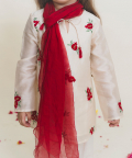 Off White Embroidered Chanderi Kurta With Cotton Pants 
