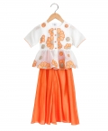 Apricot Peplum And Flared Palazzo