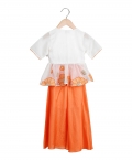 Apricot Peplum And Flared Palazzo