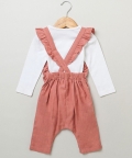 Melange Dungaree Outfit With White Jersey Body Suit