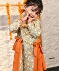 Orange Grey Pom Pom Suit 
