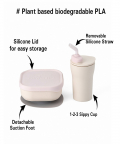 Miniware Sip & Snack- Suction Bowl with Sippy Cup Feeding Set  Vanilla/Cotton Candy