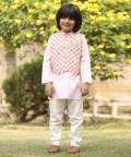 Cotton Kurta And Pyjama With Block Printed Jacket