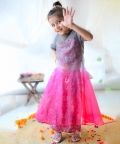 Grey Pink Ikkat Anarkali