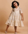 JuteSilk Frock Cum Tunic With Hand Block Printed Panels